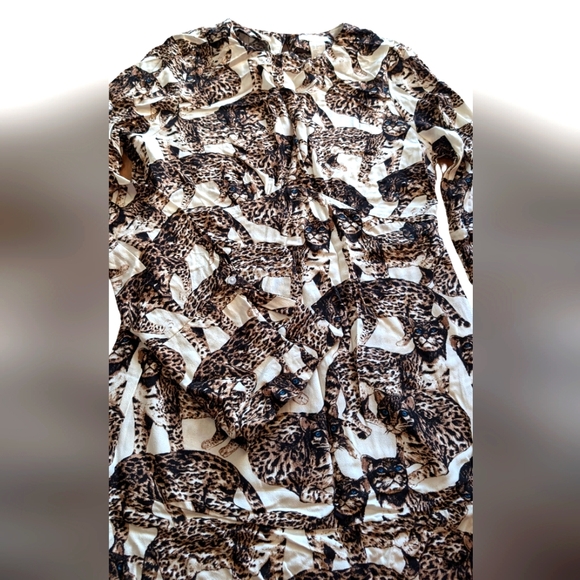 H&M dress, Size 2. White with brown cat pattern. - Picture 2 of 9